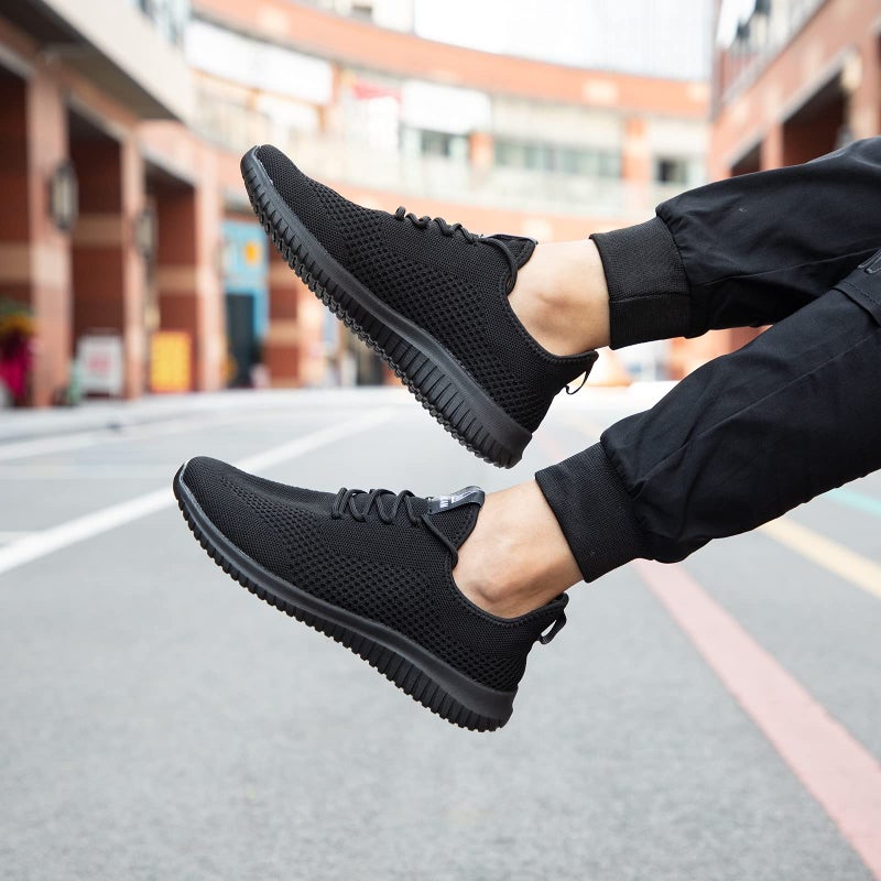 VAMJAM Men's Running Shoes Ultra Lightweight Breathable Walking Shoes Non Slip Athletic Fashion Sneakers Mesh Workout Casual Sports Shoes All Black Size 8 - Image 2